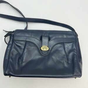 Vintage Etienne Aigner Leather Purse Navy Blue Shoulder Bag Old Money Heritage